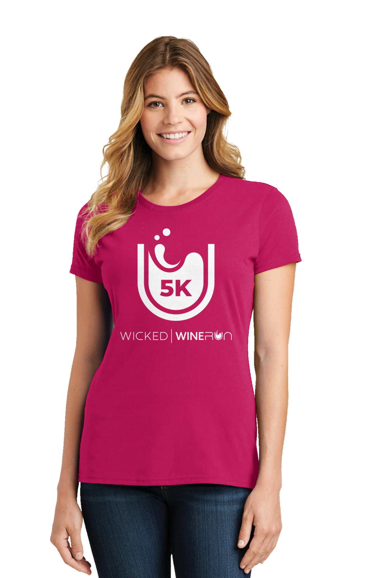 5K T-Shirt White on Red