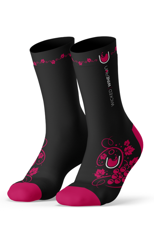 Wicked Wine Run Socks - Black