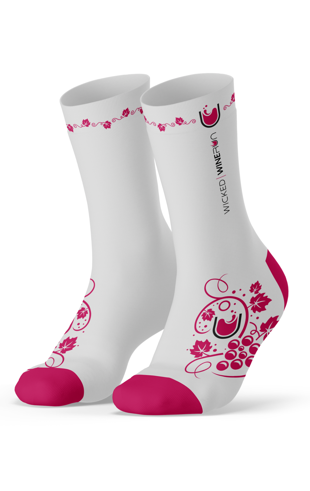 Wicked Wine Run Socks - White