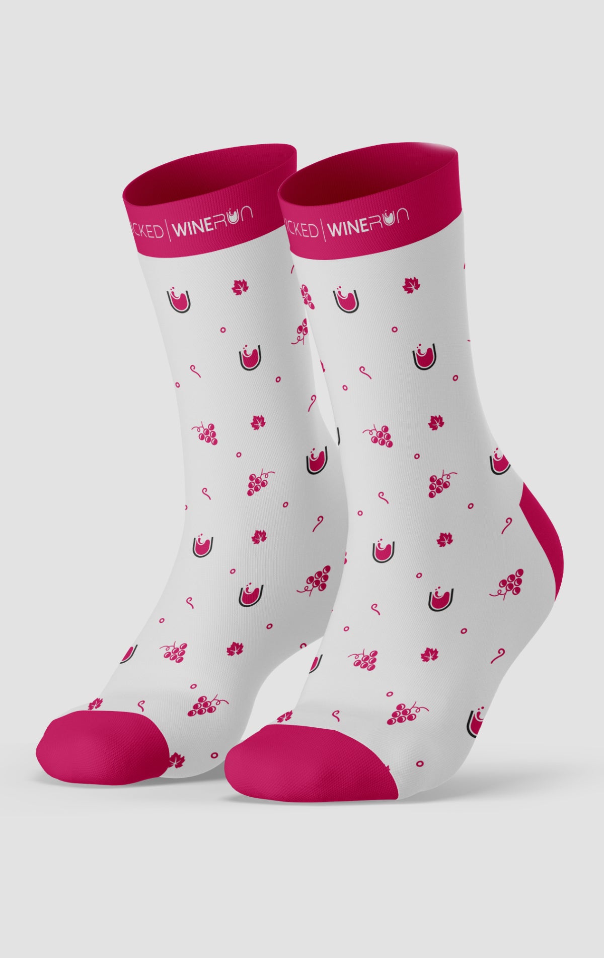 Wicked Wine Run White with Small Design Socks