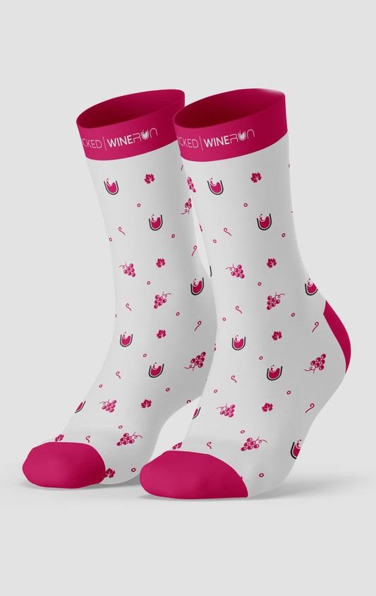 Wicked Wine Run White with Small Design Socks